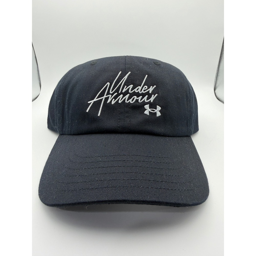 Under Armour Womens Script Logo Baseball Cap Black Adjustable Hat Sample New‎